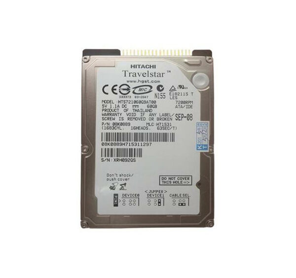 08K0889 - Hitachi Travelstar E7K60 Series 60GB 7200RPM IDE Ultra ATA/100 (ATA-6) 8MB Cache 2.5-inch Hard Drive