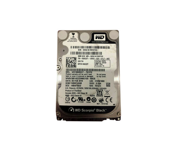 0G622T - Dell 160GB 7200RPM SATA 3Gb/s 16MB Cache 2.5-Inch Hard Drive