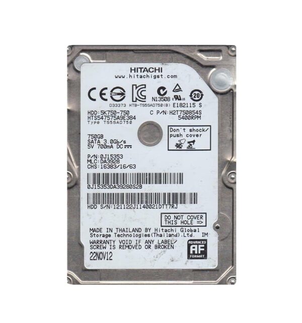 0J15353 - Hitachi Travelstar 5K750 Series 750GB 5400RPM SATA 3Gb/s 8MB Cache (512e) 2.5-inch Hard Drive