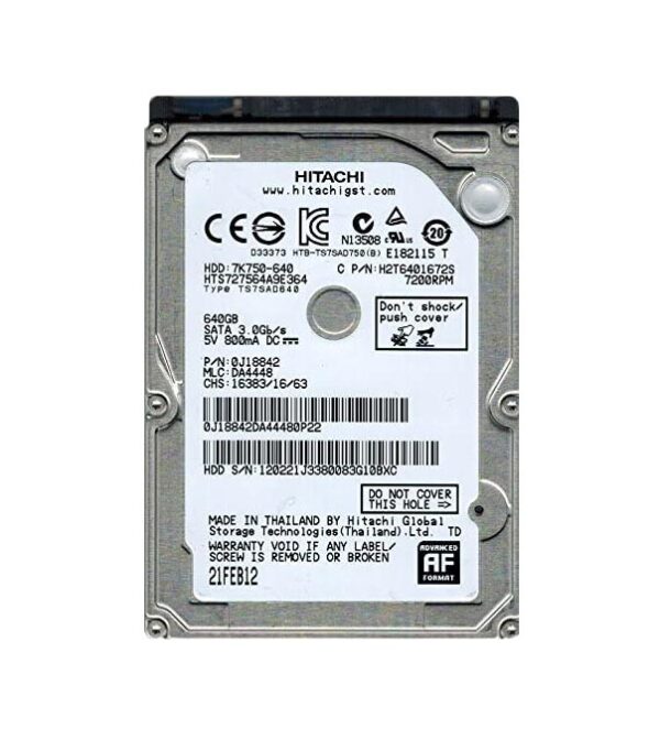 0J18842 - HGST Travelstar 7K750 Series 640GB 7200RPM SATA 3Gb/s 16MB Cache 512e 2.5-inch Hard Drive