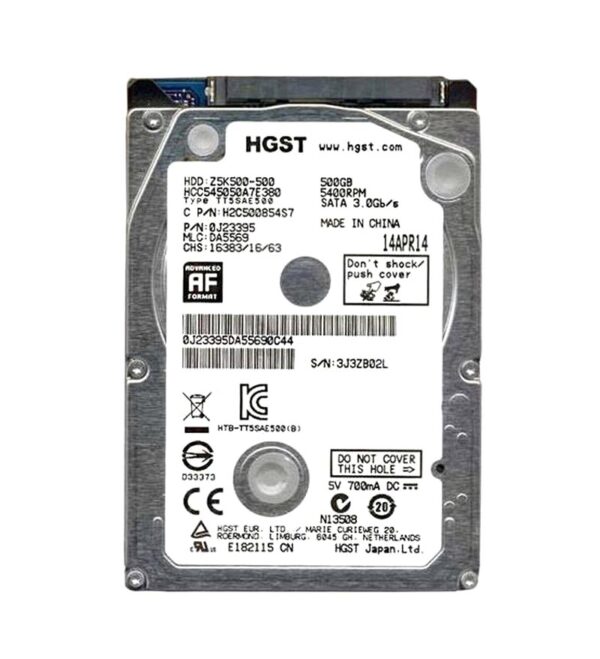 0J23395 - HGST CinemaStar Z5K500 Series 500GB 5400RPM SATA 3Gb/s 8MB Cache (512e) (CE) 2.5-inch Hard Drive