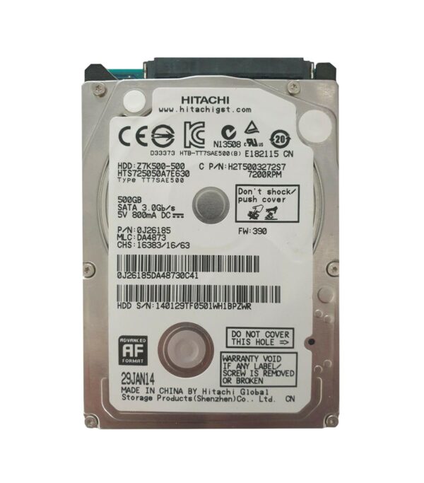 0J26185 - HGST Travelstar Z7K500 Series 500GB 7200RPM SATA 6Gb/s 32MB Cache (512e) 2.5-inch Hard Drive