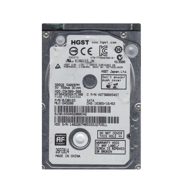 0J30165 - HGST Travelstar Z5K500 Series 500GB 5400RPM SATA 3Gb/s 8MB Cache 2.5-inch Hard Drive
