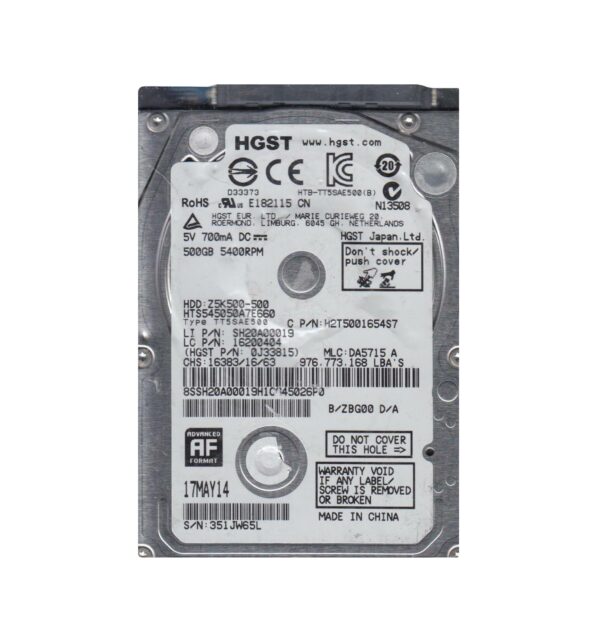 0J33815 - HGST Z5K500 Series 500GB 5400RPM SATA 6Gb/s 8MB Cache 2.5-inch Hard Drive