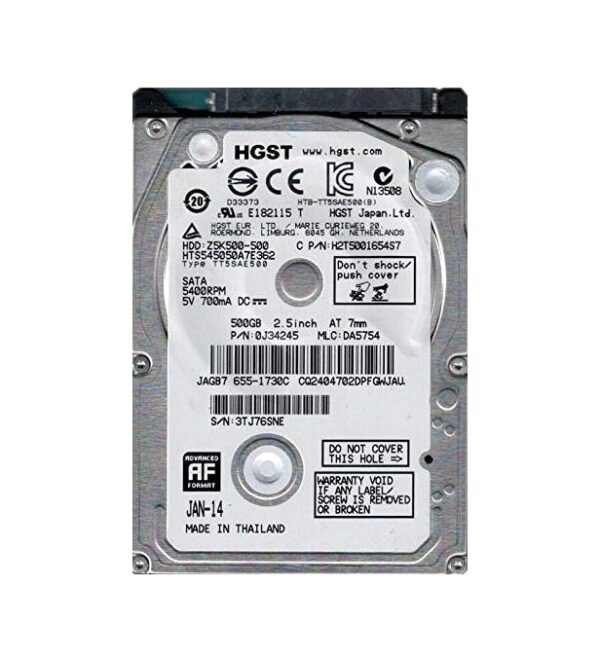 0J34245 - HGST Travelstar Z5K500 Series 500GB 5400RPM SATA 3Gb/s 16MB Cache 2.5-inch Hard Drive