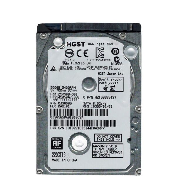 0J36565 - HGST Travelstar Z5K500 Series 500GB 5400RPM SATA 6Gb/s 8MB Cache 2.5-inch Hard Drive