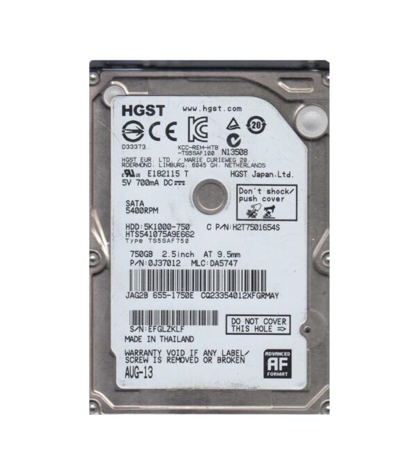 0J37012 - HGST 5K1000 Series 750GB 5400RPM SATA 6Gb/s 8MB Cache 2.5-inch Hard Drive