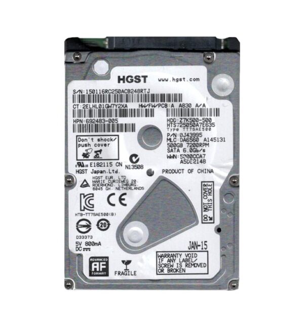 0J43995 - HGST Travelstar Z7K500 Series 500GB 7200RPM SATA 6Gb/s 32MB Cache (512e) (TCG Opal Encryption) 2.5-inch Hard Drive