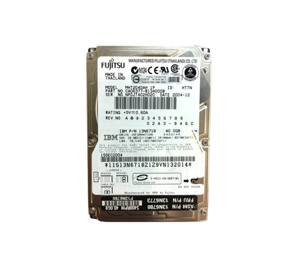 13N6773 - IBM 40GB 5400RPM IDE Ultra ATA/100 (ATA-6) 8MB Cache 2.5-Inch Hard Drive for ThinkPad
