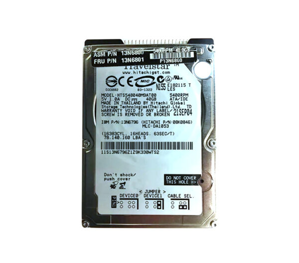 13N6800 - IBM 40GB 5400RPM IDE Ultra ATA/100 (ATA-6) 8MB Cache 2.5-Inch Hard Drive for ThinkPad