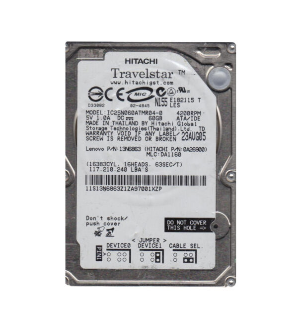 13N6863 - Hitachi 60GB 4200RPM IDE/ATA 8MB Cache 2.5-inch Hard Drive