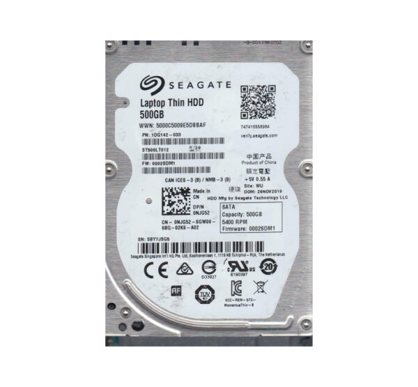 1DG142-033 - Seagate Laptop Thin 500GB 5400RPM SATA 3Gb/s 16MB Cache 2.5-Inch Hard Drive