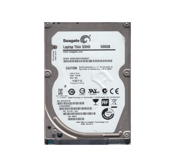1EJ162-303 - Seagate Laptop Thin 500GB 5400RPM Multi-Level Cell SATA 6Gb/s 8GB NAND Flash 64MB Cache 7mm 2.5-Inch Hybrid Hard Drive