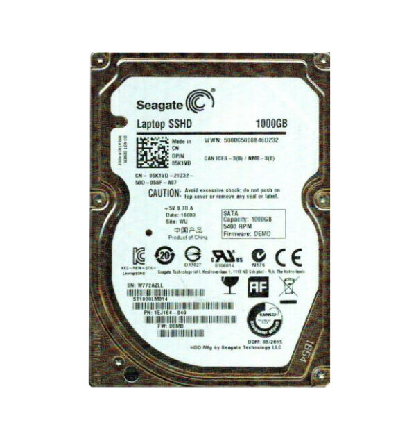 1EJ164-040 - Seagate 1TB 5400RPM Multi-Level-Cell SATA 6Gb/s 8GB NAND Flash 64MB Cache 2.5-Inch Hybrid Hard Drive