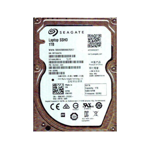 1EJ164-041 - Seagate 1TB 5400RPM Multi-Level-Cell SATA 6Gb/s 8GB NAND Flash 64MB Cache 2.5-Inch Hybrid Hard Drive