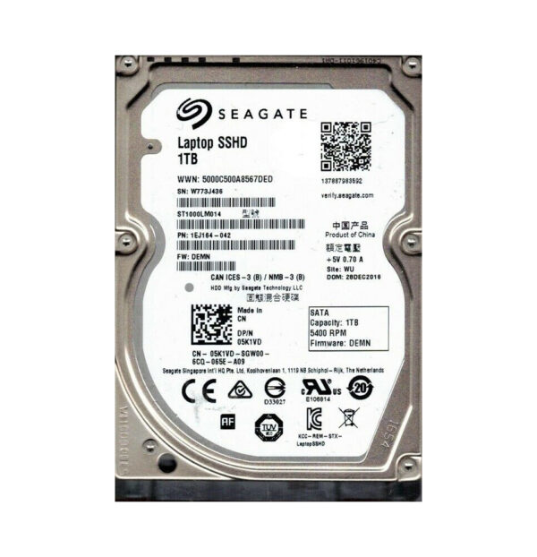 1EJ164-042 - Seagate 1TB 5400RPM Multi-Level-Cell SATA 6Gb/s 8GB NAND Flash 64MB Cache 2.5-Inch Hybrid Hard Drive