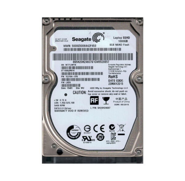 1EJ164-076 - Seagate 1TB 5400RPM Multi-Level-Cell SATA 6Gb/s 8GB NAND Flash 64MB Cache 2.5-Inch Hybrid Hard Drive