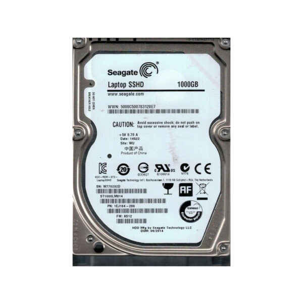 1EJ164-286 - Seagate 1TB 5400RPM Multi-Level-Cell SATA 6Gb/s 8GB NAND Flash 64MB Cache 2.5-Inch Hybrid Hard Drive