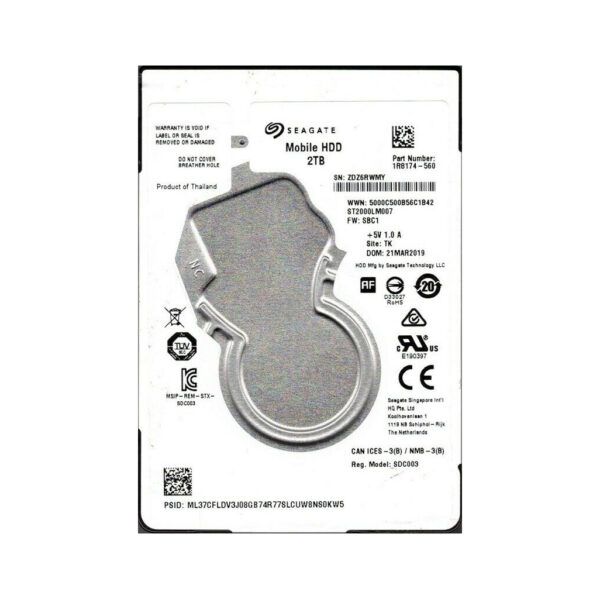 1R8174-560 - Seagate Mobile 2TB 5400RPM SATA 6Gb/s 128MB Cache (RoHS) 2.5-Inch Hard Drive