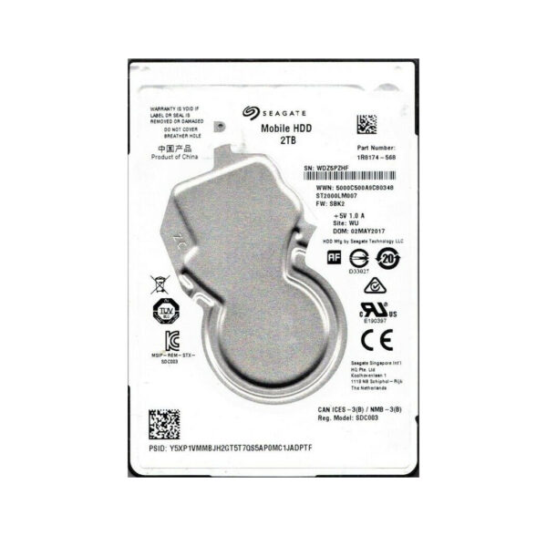 1R8174-568 - Seagate Mobile 2TB 5400RPM SATA 6Gb/s 128MB Cache (RoHS) 2.5-Inch Hard Drive