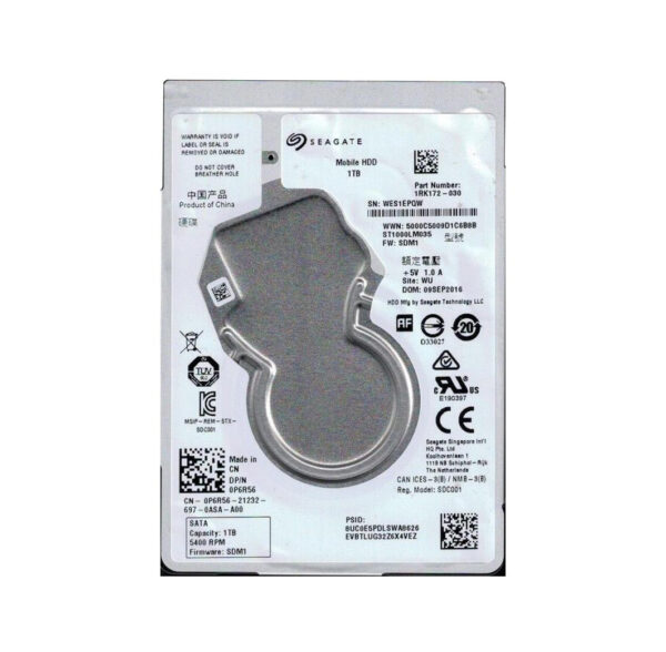 1RK172-030 - Seagate Mobile 1TB 5400RPM SATA 6Gb/s 128MB Cache (RoHS) 2.5-Inch Hard Drive