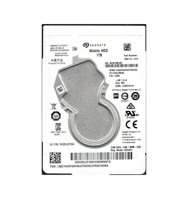 1RK172-070 - Seagate Mobile 1TB 5400RPM SATA 6Gb/s 128MB Cache (RoHS) 2.5-Inch Hard Drive