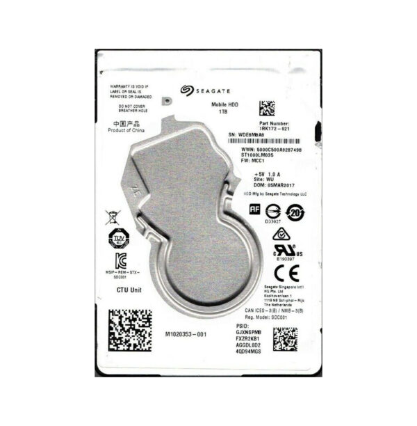 1RK172-921 - Seagate Mobile 1TB 5400RPM SATA 6Gb/s 128MB Cache (RoHS) 2.5-Inch Hard Drive