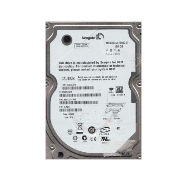 9S1133-066 - Seagate Momentus 5400.3 Series 120GB 5400RPM SATA 1.5Gb/s 8MB (CE) Cache 2.5-Inch Hard Drive