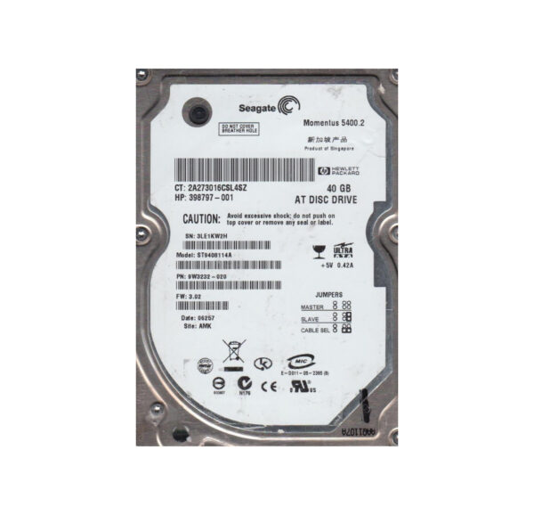 9W3232-020 - Seagate Momentus 5400.2 Series 40GB 5400RPM IDE Ultra ATA/100 (ATA-6) 8MB Cache (CE) 2.5-Inch Hard Drive