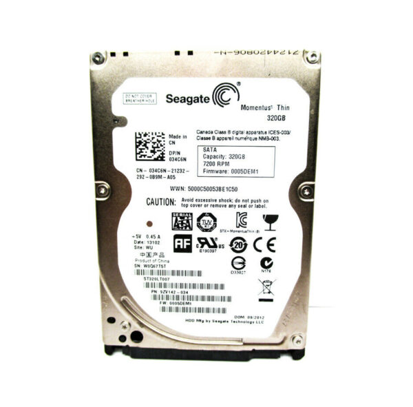9ZV142-034 - Seagate Momentus Thin 320GB 7200RPM SATA 3Gb/s 16MB Cache (CE) 2.5-Inch Hard Drive