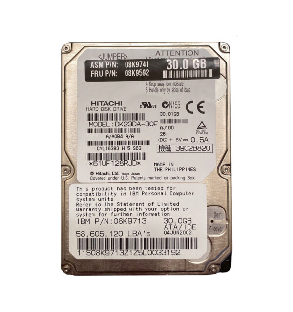 DK23DA-30F - Hitachi 30GB 4200RPM IDE/ATA 2MB Cache 2.5-inch Hard Drive