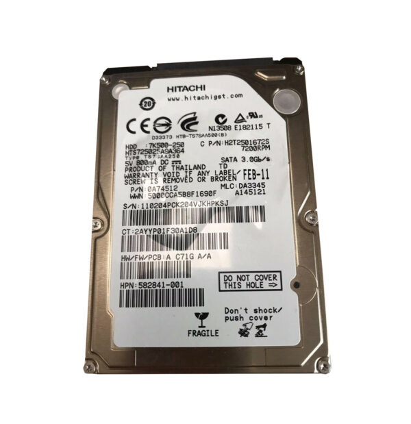 H2T2501672S - Hitachi 250GB 7200RPM SATA 3Gb/s 2.5-inch Hard Drive