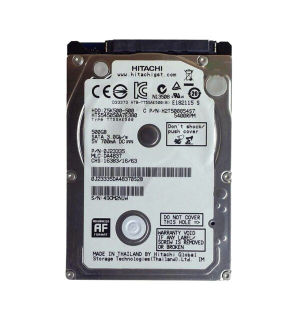 H2T500854S7 - HGST Travelstar Z5K500 Series 500GB 5400RPM SATA 3Gb/s 8MB Cache 2.5-inch Hard Drive