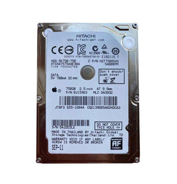H2T750854S - Hitachi Travelstar 5K750 Series 750GB 5400RPM SATA 3Gb/s 8MB Cache (512e) 2.5-Inch Hard Drive