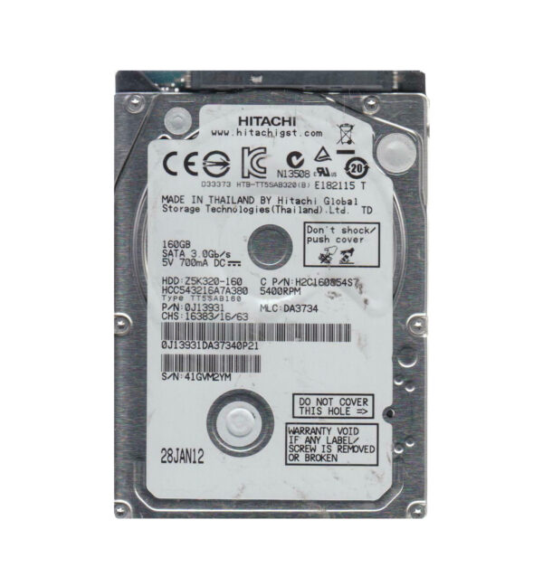HCC543216A7A380 - HGST CinemaStar Z5K320 Series 160GB 5400RPM SATA 3Gb/s 8MB Cache (512) (CE) 2.5-inch Hard Drive