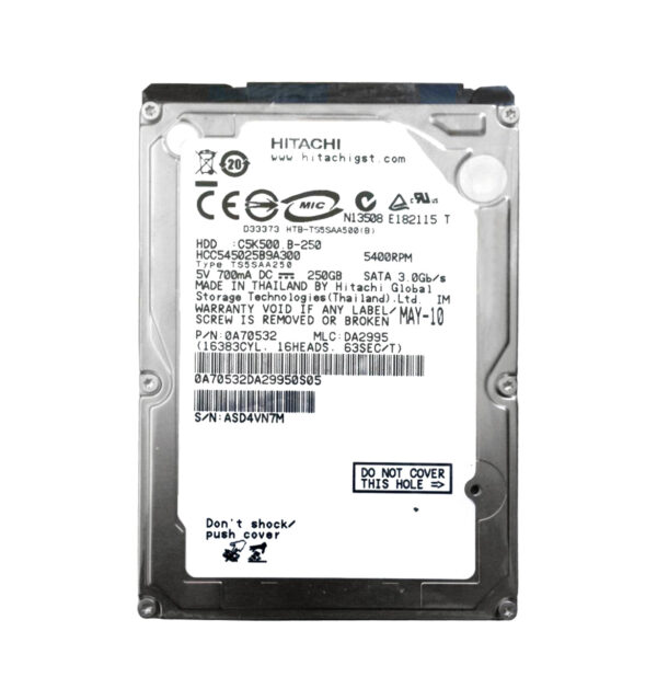 HCC545025B9A300 - HGST CinemaStar C5K500 Series 250GB 5400RPM SATA 3Gb/s 8MB Cache (512) (CE) 2.5-inch Hard Drive