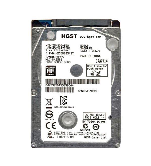 HCC545050A7E380 - HGST CinemaStar Z5K500 Series 500GB 5400RPM SATA 3Gb/s 8MB Cache (512e) (CE) 2.5-inch Hard Drive