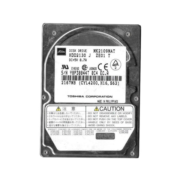 HDD2130 - Toshiba 2.1GB 4200RPM IDE Ultra ATA/33 (ATA-4) 512KB Cache 2.5-Inch Hard Drive