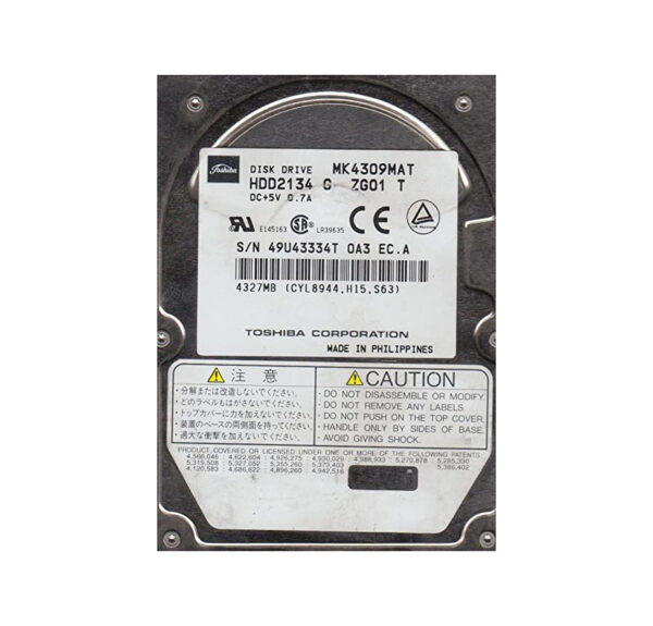 HDD2134C - Toshiba 4.3GB 4200RPM IDE Ultra ATA/33 (ATA-4) 512KB Cache 2.5-Inch Hard Drive