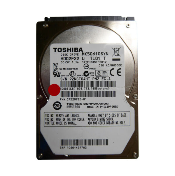 HDD2F22U - Toshiba 500GB 7200RPM SATA 3Gb/s 16MB Cache 2.5-Inch Hard Drive