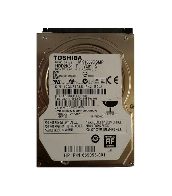 HDD2K61 - Toshiba 1TB 5400RPM SATA 3Gb/s 8MB Cache 2.5-Inch Hard Drive