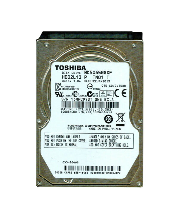 HDD2L13 - Toshiba 500GB 5400RPM SATA 3Gb/s 8MB Cache 2.5-Inch Hard Drive