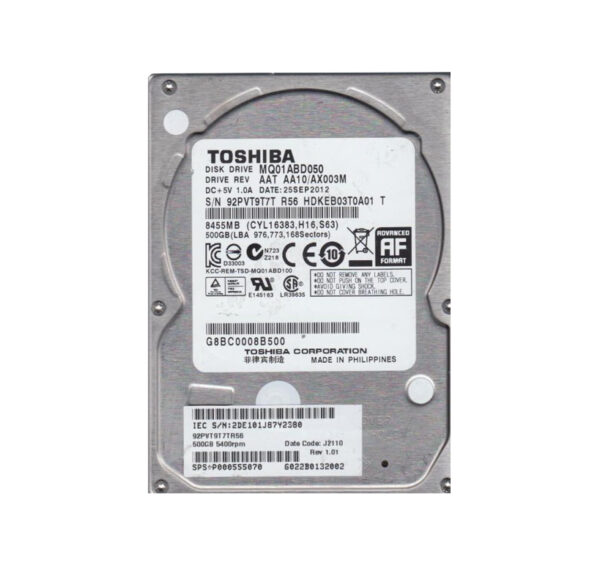 HDKEB03T0A01 - Toshiba 500GB 5400RPM SATA 3Gb/s 8MB Cache 2.5-Inch Hard Drive
