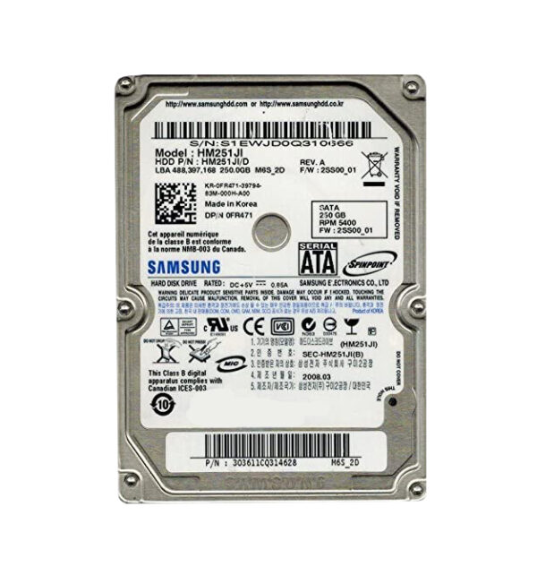 HM251JI/D - Samsung Spinpoint M6 250GB 5400RPM SATA 1.5Gb/s 8MB Cache 2.5-Inch Hard Drive