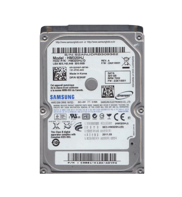 HM320HJ/D - Samsung Spinpoint 320GB 7200RPM SATA 3Gb/s 16MB Cache 2.5-Inch Hard Drive