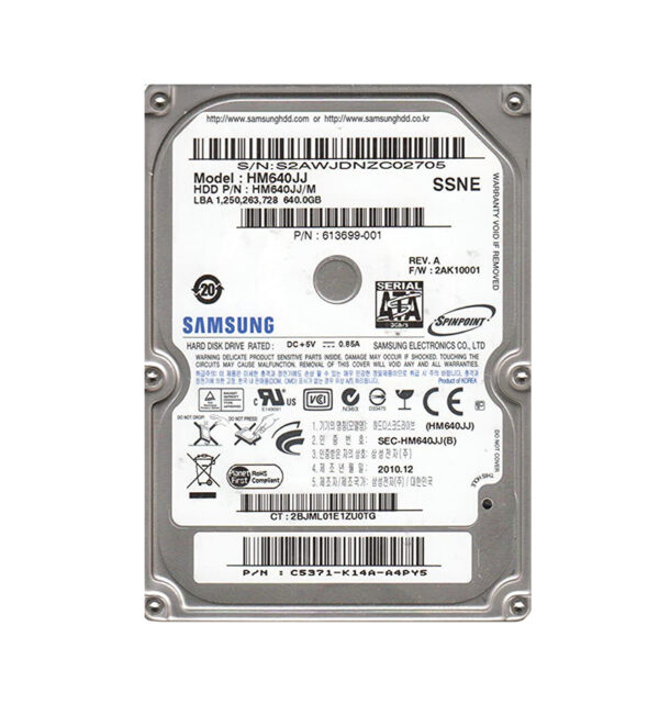HM640JJ/M - Samsung Spinpoint MP4 640GB 7200RPM SATA 3Gb/s 16MB Cache 2.5-Inch Hard Drive