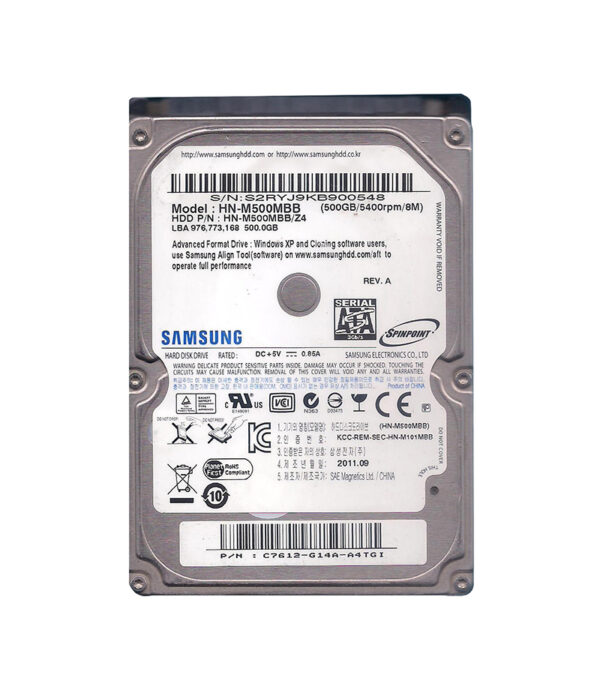 HN-M500MBB/Z4 - Samsung Spinpoint M8 500GB 5400RPM SATA 3Gb/s 8MB Cache 2.5-Inch Hard Drive