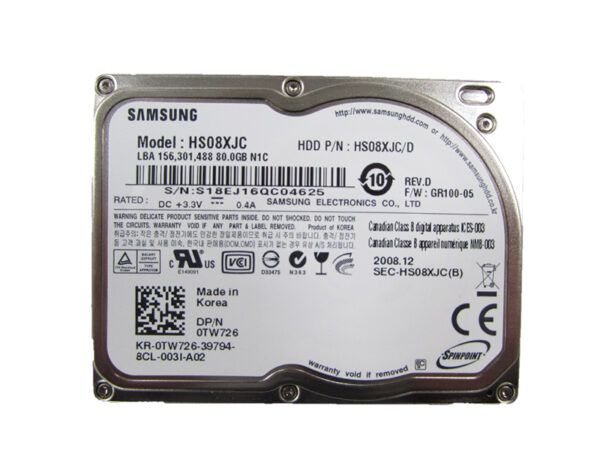 HS08XJC - Samsung Spinpoint N1C 80GB 5400RPM IDE Ultra ATA/100 (ATA-6) 8MB Cache 1.8-Inch Hard Drive