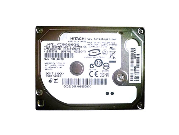HTC368040H5CE00 - Hitachi Travelstar C3K80 Series 40GB 3600RPM IDE Ultra ATA/33 (ATA-4) ZIF 128MB Cache 1.8-inch Hard Drive