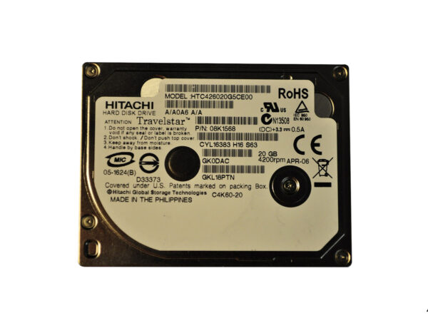 HTC426020G5CE00 - Hitachi Travelstar C4K60 Slim Series 20GB 4200RPM IDE Ultra ATA/133 (ATA-7) 2MB Cache ZIF 1.8-inch Hard Drive